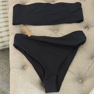 NWT SKIMS Black Strapless Bikini Set